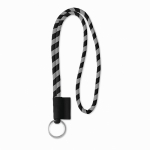 Lanyards tubulares de 0,7 cm com etiqueta impressa Tube Stripes cor preto