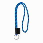 Lanyards tubulares de 0,7 cm com etiqueta impressa Tube Stripes cor azul