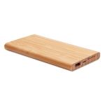 Power bank sem fio de bambu com conexão tipo C 6.000 mAh Bamboo cor madeira