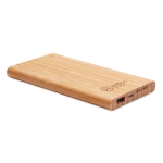 Power bank sem fio de bambu com conexão tipo C 6.000 mAh Bamboo cor madeira vista principal