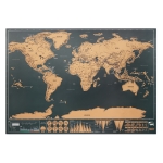 Mapa do mundo em papel para raspar para presente 42x30cm Voyager cor bege