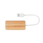 Hub personalizado de três portas USB 2.0 em caixa de bambu Bamboo cor madeira segunda vista