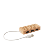 Hub personalizado de três portas USB 2.0 em caixa de bambu Bamboo cor madeira vista principal