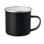 Caneca vintage de metal com borda prateada de 350ml Classic cor preto