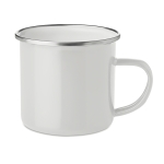 Caneca vintage de metal com borda prateada de 350ml Classic cor branco