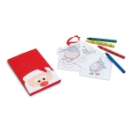 Set infantil de desenhos cartão e lápis de cera para colorir Santa cor vermelho