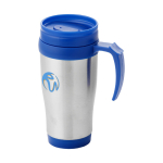 Caneca isotérmica aço com interior em plástico 400ml Barista cor azul vista impressão tampografia