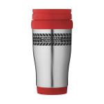 Caneca isotérmica aço com interior em plástico 400ml Barista cor vermelho segunda vista com logo