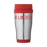 Caneca isotérmica aço com interior em plástico 400ml Barista cor vermelho vista com logo