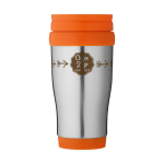 Caneca isotérmica aço com interior em plástico 400ml Barista cor cor-de-laranja vista com logo