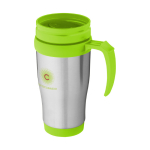 Caneca isotérmica aço com interior em plástico 400ml Barista cor verde-lima vista impressão tampografia