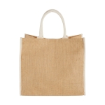 Saco tote de juta com fecho de velcro e alças duplas Jute Edge cor branco segunda vista frontal