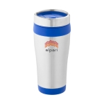 Copo térmico personalizado económica em aço e plástico 410ml Inox Colors cor azul vista impressão tampografia