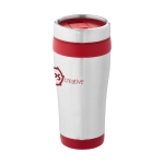 Copo térmico personalizado económica em aço e plástico 410ml Inox Colors cor vermelho segunda vista com logo