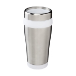 Copo térmico personalizado económica em aço e plástico 410ml Inox Colors cor branco segunda vista frontal