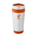 Copo térmico personalizado económica em aço e plástico 410ml Inox Colors cor cor-de-laranja vista impressão tampografia