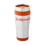 Copo térmico personalizado económica em aço e plástico 410ml Inox Colors cor cor-de-laranja segunda vista com logo