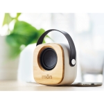 Colunas de som com logotipo, alça e bluetooth 5.0 de bambu Scandinavia cor branco vista conjunto principal