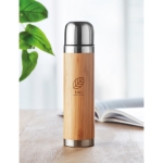 Termos promocionais de aço com exterior de bambu 400ml Bamboo cor madeira vista conjunto principal