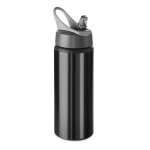 Garrafas metálicas personalizadas com palhinha 600ml Alu Sport cor preto