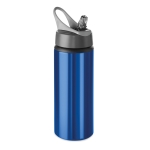 Garrafas metálicas personalizadas com palhinha 600ml Alu Sport cor azul