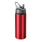 Garrafas metálicas personalizadas com palhinha 600ml Alu Sport cor vermelho