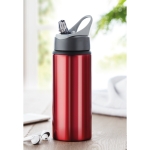 Garrafas metálicas personalizadas com palhinha 600ml Alu Sport cor vermelho vista conjunto