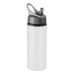 Garrafas metálicas personalizadas com palhinha 600ml Alu Sport cor branco