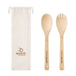 Set de 2 utensílios de cozinha de bambu para salada com bolsa Bamboo vista principal