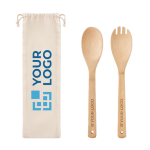 Set de 2 utensílios de cozinha de bambu para salada com bolsa Bamboo vista principal