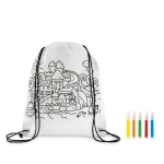 Saco-mochila non-woven 80 g/m² colorir com marcadores Color Fun cor branco