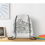 Saco-mochila non-woven 80 g/m² colorir com marcadores Color Fun cor branco vista conjunto