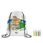 Saco-mochila non-woven 80 g/m² colorir com marcadores Color Fun cor branco segunda vista principal