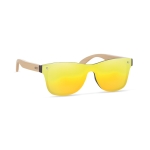 Óculos de sol com hastes de bambu e lentes espelhadas Bamboo Beach cor amarelo