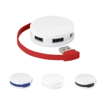 Hub promocional USB de 4 portas circular com cabo colorido Round varias cores