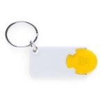 Porta-chaves branco com moeda para o carrinho de compras Bicolor cor amarelo