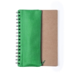 Caderno com estojo e acessórios de escrita, folhas A5 lisas Colorcase cor verde primeira vista