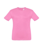 T-shirt personalizada barata para crianças, algodão 150 g/m2 THC Quito cor cor-de-rosa