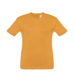 T-shirt personalizada barata para crianças, algodão 150 g/m2 THC Quito cor amarelo-escuro