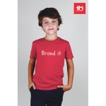 T-shirt promocional para crianças, algodão 190 g/m2 THC Ankara Kids WH cor vermelho vista conjunto