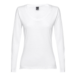 Camisola para mulher manga comprida em algodão 150 g/m2 THC Bucharest cor branco