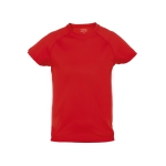 T-shirts desportivas em poliester para criança 135 g/m2 MKT cor vermelho primeira vista