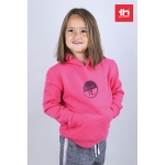 Hoodie personalizado criança algodão, poliester 320 g/m2 THC Phoenix Kids cor fúcsia vista conjunto