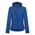 Casacos softshell poliester para mulher com capuz 280 g/m2 THC Zagreb cor azul