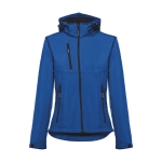 Casacos softshell poliester para mulher com capuz 280 g/m2 THC Zagreb cor azul primeira vista