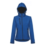 Casacos softshell poliester para mulher com capuz 280 g/m2 THC Zagreb cor azul quarta vista