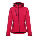 Casacos softshell poliester para mulher com capuz 280 g/m2 THC Zagreb cor vermelho