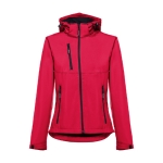 Casacos softshell poliester para mulher com capuz 280 g/m2 THC Zagreb cor vermelho primeira vista