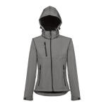 Casacos softshell poliester para mulher com capuz 280 g/m2 THC Zagreb cor cinzento quarta vista