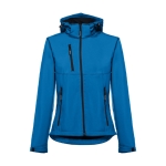 Casacos softshell poliester para mulher com capuz 280 g/m2 THC Zagreb cor ciano primeira vista